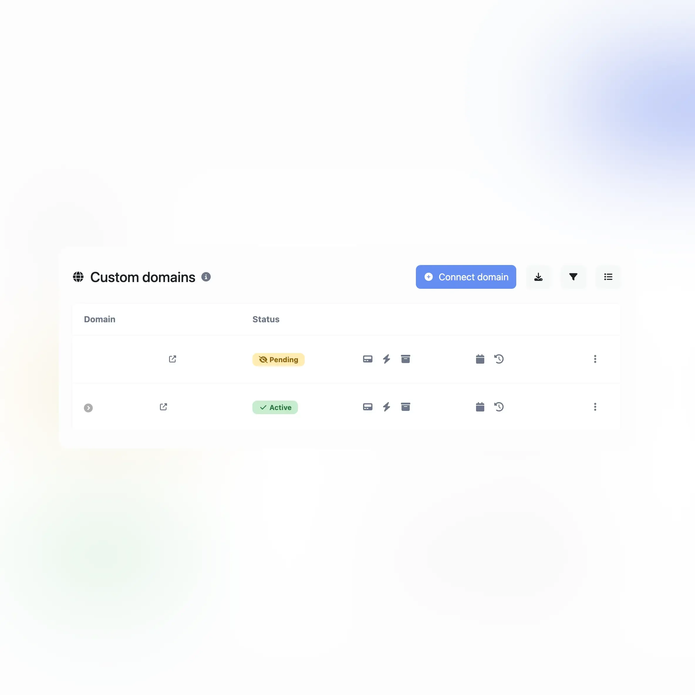 Screenshot of the app custom domains feature for audits